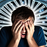 **Image Prompt: Digital Overload and Mental Exhaustion**
    "A person with a visibly stressed and overwhelmed expression, their head bowed slightly, surrounded by a chaotic, swirling vortex of glowing digital information. This includes fragmented social media feeds, constant notification icons, rapid short video frames, and overwhelming news headlines. A prominent smartphone is clutched in their hand, emitting a harsh light. The background is a blur of overwhelming digital noise, creating a sense of mental fatigue, anxiety, and being trapped by a dopamine loop. Emphasize a feeling of being constantly drained and unable to focus."