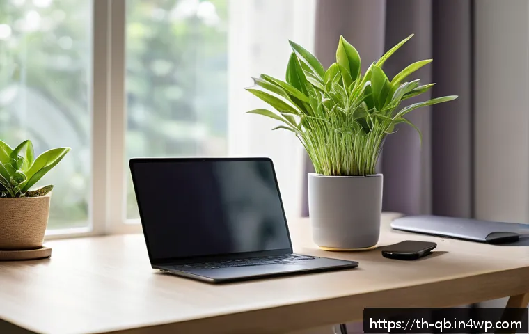 정보 과부하로 인한 스트레스 관리법 - A peaceful modern Thai home office scene in the morning with natural sunlight streaming through larg...